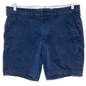 Abercrombie Navy Blue Chino Shorts Mens 30 Khakis Stretch Preppy Classic Casual